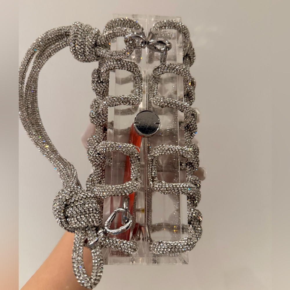 cult gaia Silver Crystal Knotted Acrylic Mini Shoulder Bag - Picture 7 of 14